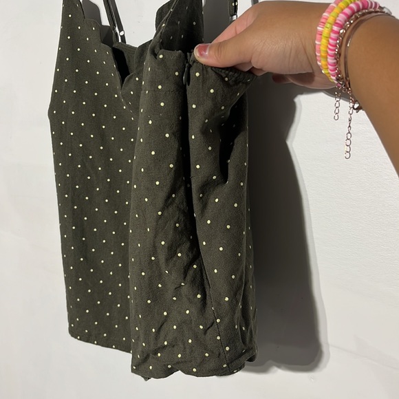 LULUS The Sweetest Olive Green Polka Dot Crop Top Size Large - Picture 8 of 10